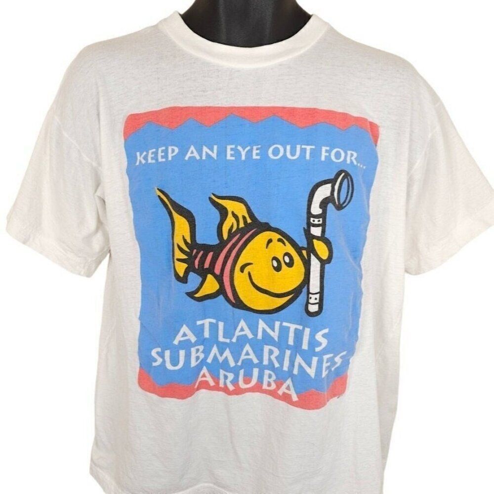 Vintage Solar Eclipse T Shirt Mens Size Large White 90s 1998 Atlantis Submarines